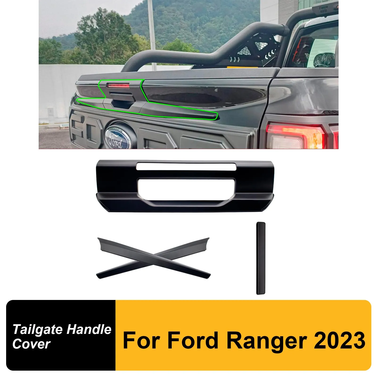 

Tailgate Handle Cover For Ford Ranger T9 2022 2023 XLT XLS XL Rear Handle Trim Guard Without keyhole Next Generation Accessories