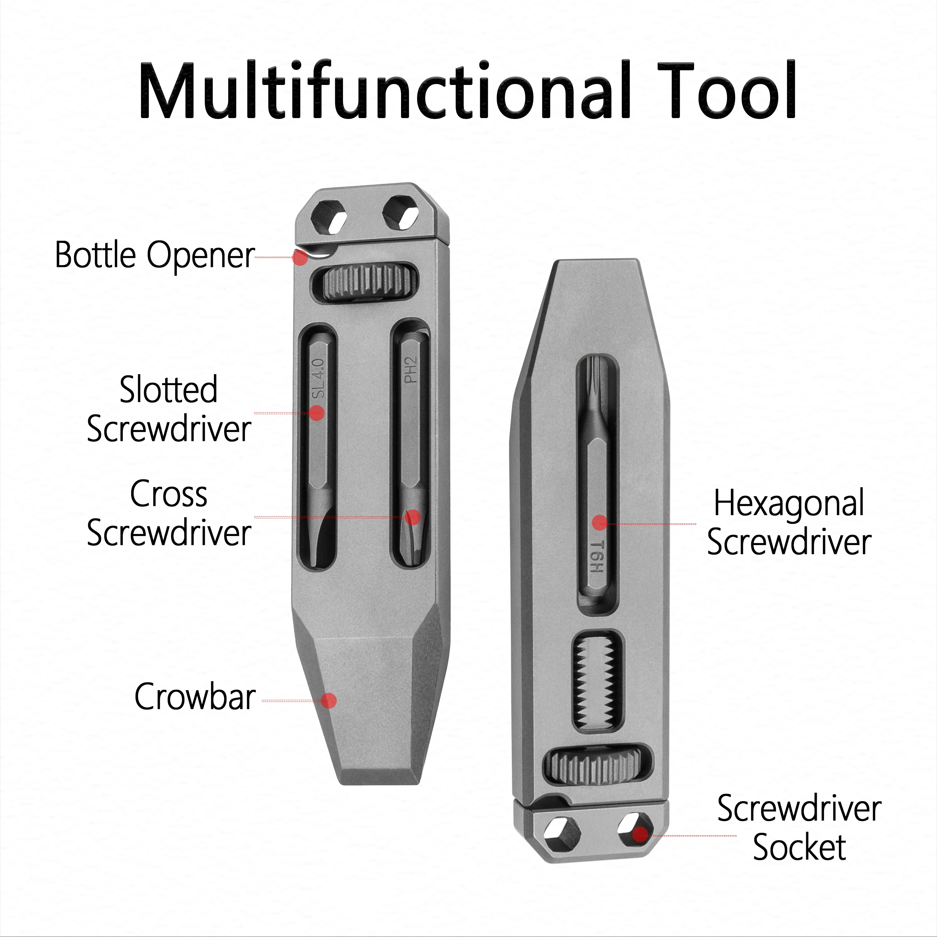 Titanium Alloy Mini EDC Wrench Multifunctional Pry Bar Bottle Opener Portable Keychain Pocket Tool  Accessory Screwdriver