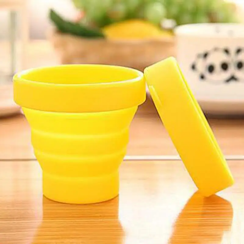 Silicone Folding Cup With Lid For Travel Soft Collapsible Drink Water Cup For Outdoor Drinking Hiking Bicycling Running Climbing folding cup