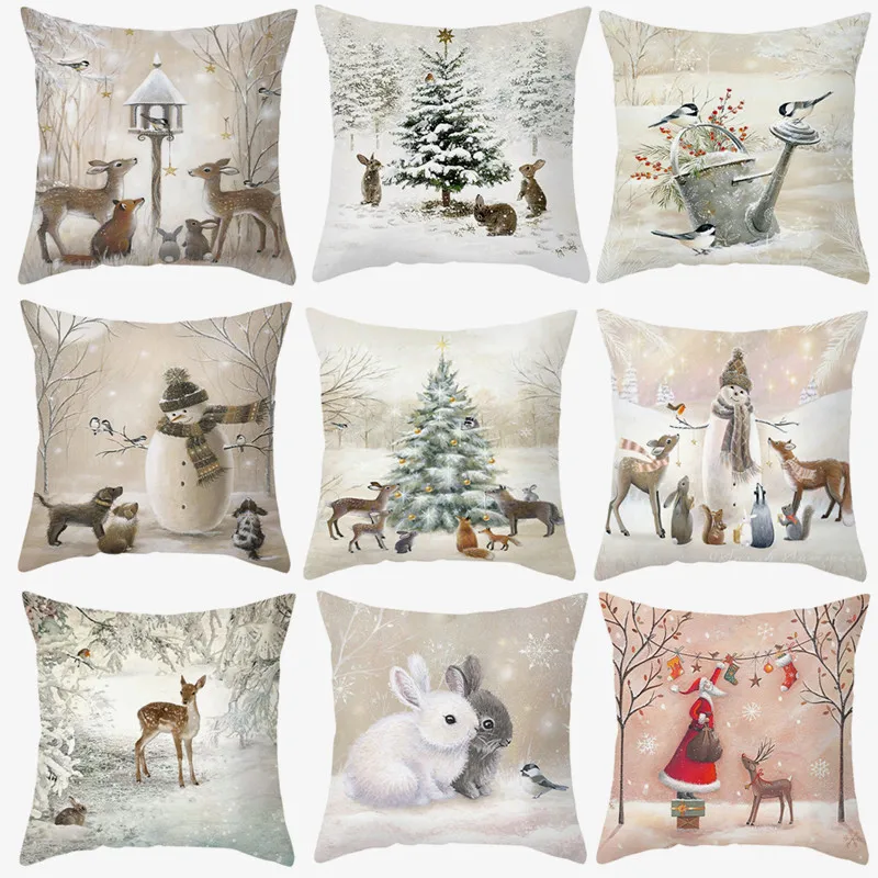 Christmas Home Decor Cushion Cover Ornament Pillowcase 45x45cm Christmas Decorations