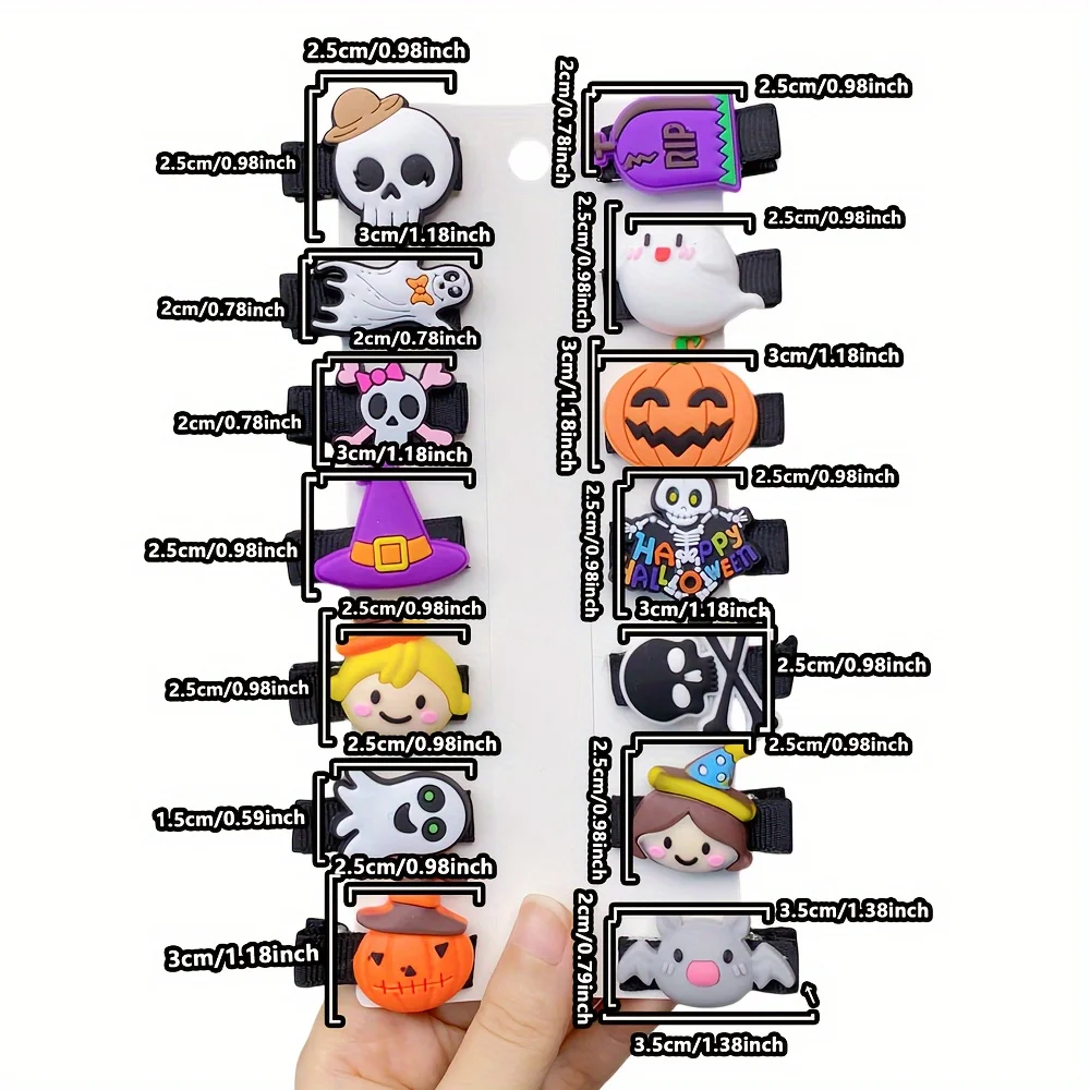 14 Pieces of Cute Little Halloween Hairpins for Girls with Side Clips That Won&rsquo;T Hurt Your Hair