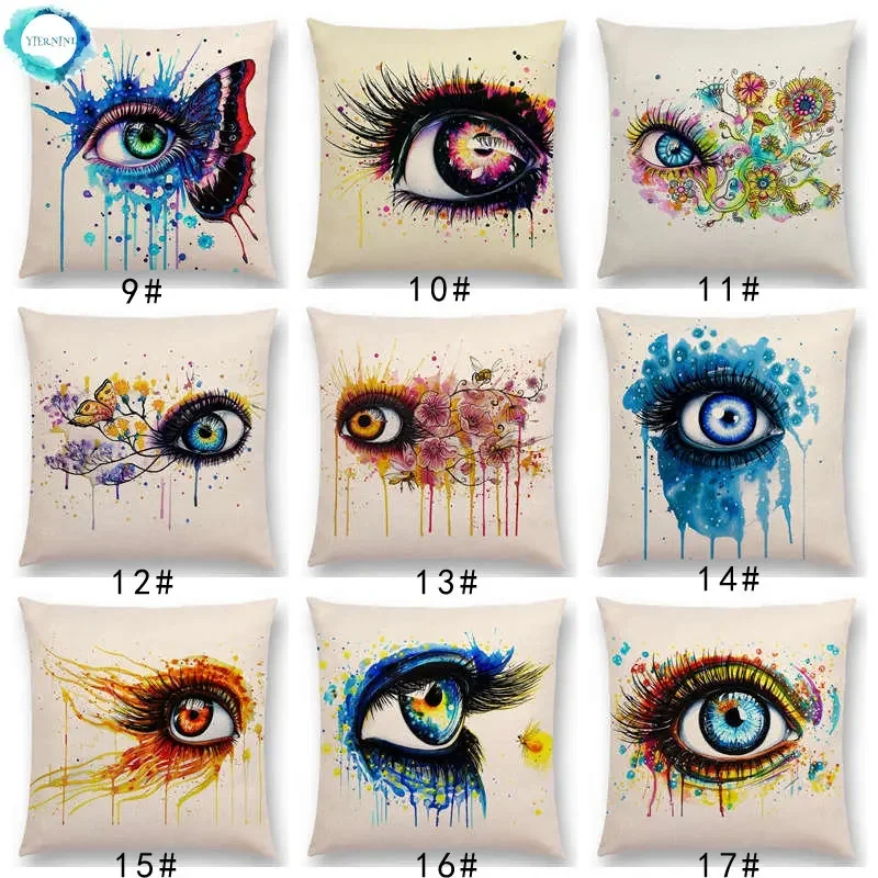 

Новое поступление, красочные декоративные наволочки с красивыми глазами для подушек, домашний декор, диванная подушка, искусственная льняная/хлопчатобумажная подушка