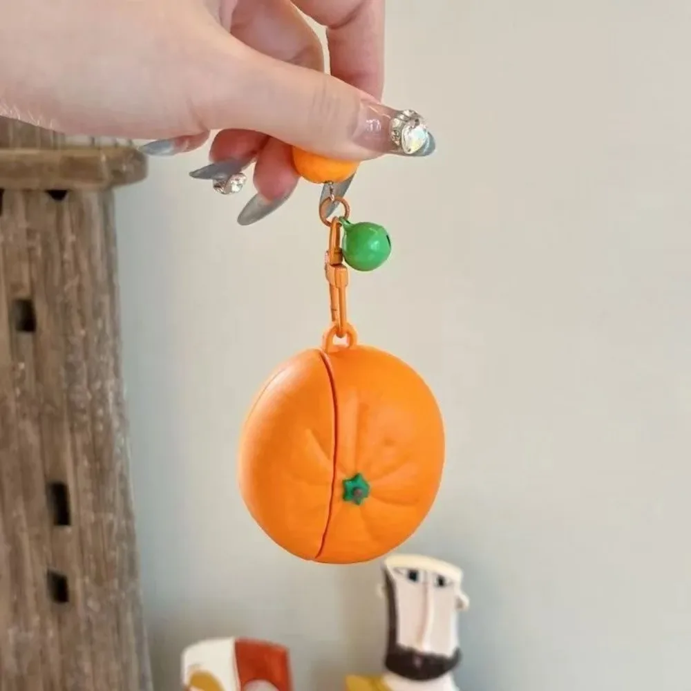 Cute Simulation Orange Headphone Cover for Apple Airpods 1/2 3 4 with The Same Pendant Fun Drop-proof Soft Case