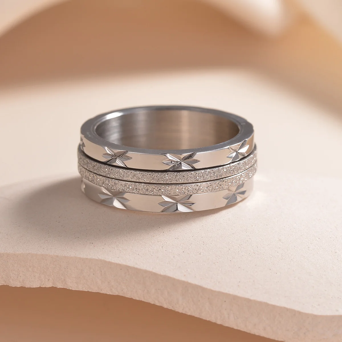 Magitaco Stainless Steel Spinner Rings Fidget Band Rings Moon Star Flower Butterfly Anxiety for Women Men for finger ring,stainless steel ring,fidget spinner ring