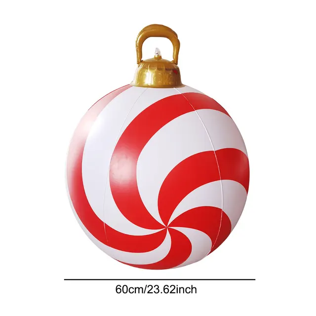 24 Inch Light Up PVC Inflatable Christmas Ball Outdoor Christmas Decorations with Light and Remote New Years Christmas Ornaments 5