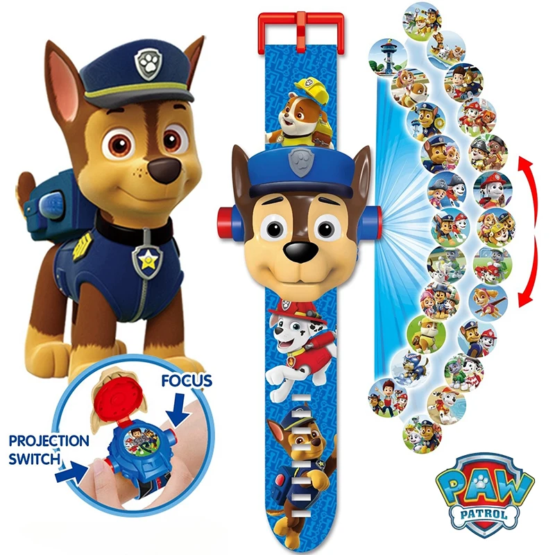 

Paw Patrol Watch Cartoon Anime 3D Projection 24 Pattern Watch Skye Chase Rubble Marshall Digital Watche Model Kid Wristband Gift