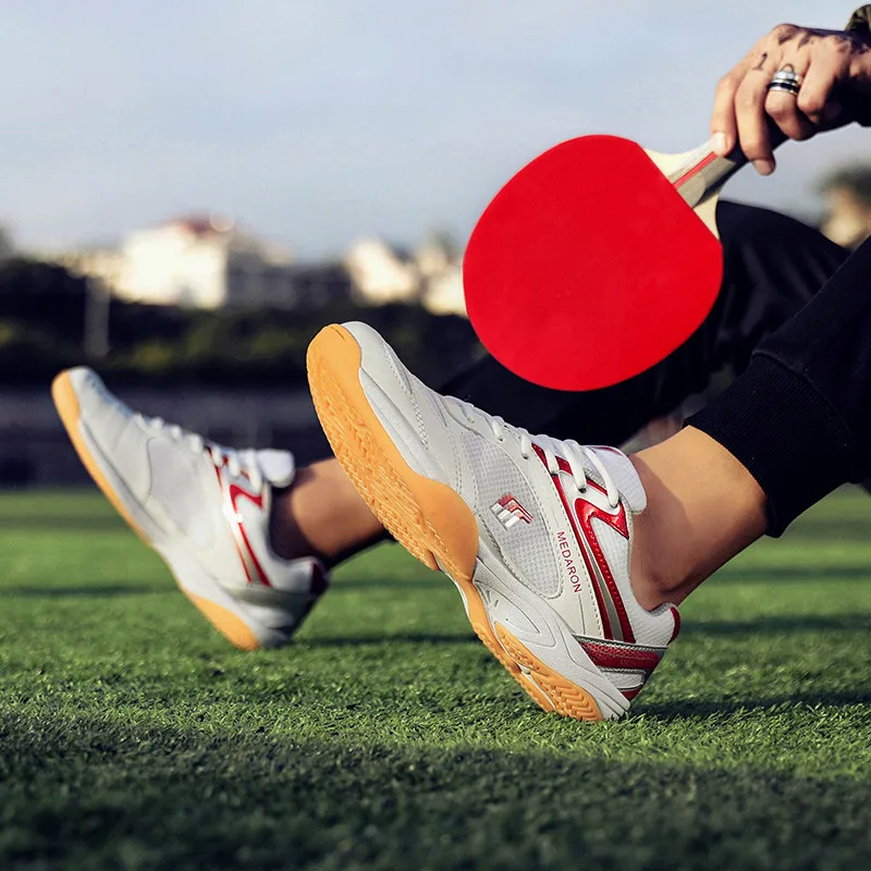 QUAOAR New Professional Table Tennis Shoes Men Women Anti Slip Badmintons for Couples Blue Red Light Weight Badminton Sneakers 6