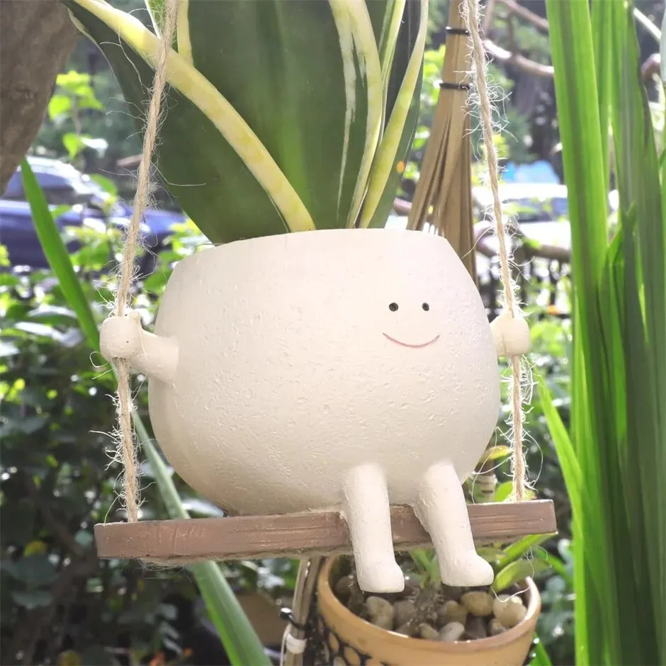 Flower Pot Swing Face Planter Pots Wall Hanging Planters Smile Face Resin Flower Pot for Flowers Big Succulent Plants Creative Pot flower pot,hydroponic flower pot,plant pot