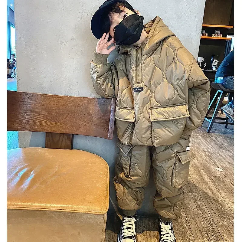 

2023 Winter Children Clothing Sets Baby Boy Warm Hooded Down Jackets Pants Clothing Sets Baby Girls Boys Snowsuit Coats Ski Suit