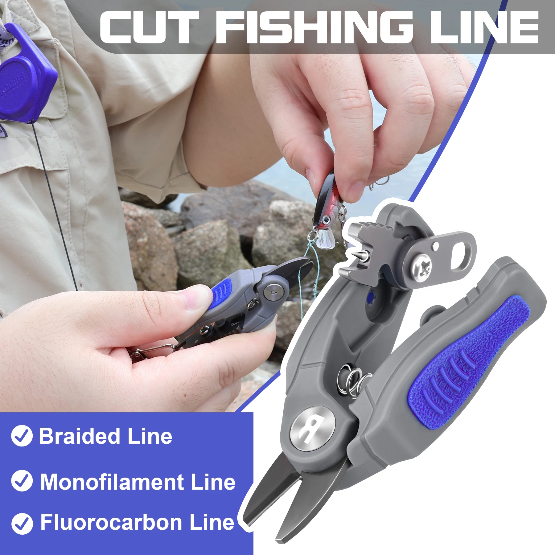 Fishing Line Cutter Retractor Fishing Scissors for Braided Mono Fluoro Line Cleaning Needle Tool