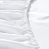 White Bed Sheets Household Hotel Elastic Non-slip Dust-proof Protective Bedding Luxury Fashion Modern Breathable Soft King Queen 6