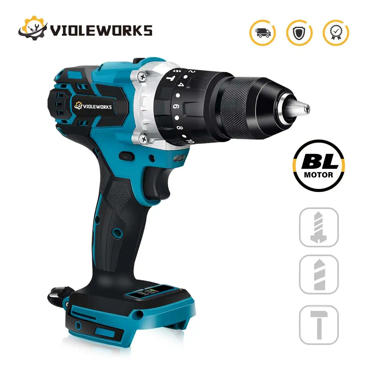 

Brushless Electric Hammer cordless Impact Drill Electric Screwdriver 3 in 1 13mm 20+3 Torque Power Tools for 18V Battery