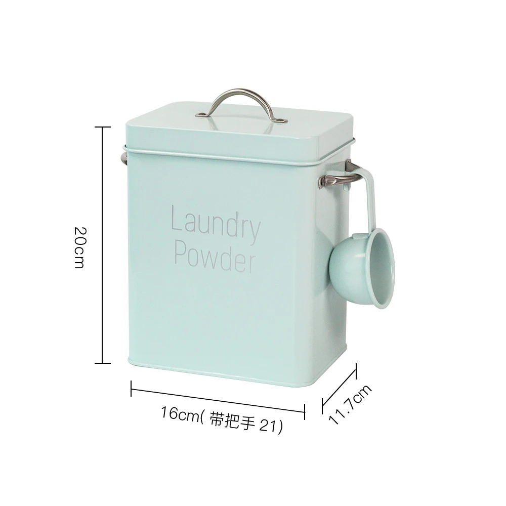Washing Powder Powder Bin Laundry Powder Storage Box Washing Powder Storage Box for Bathroom Kitchen Closet Laundry Room 2L Green, Size: 15cmx8.5cm