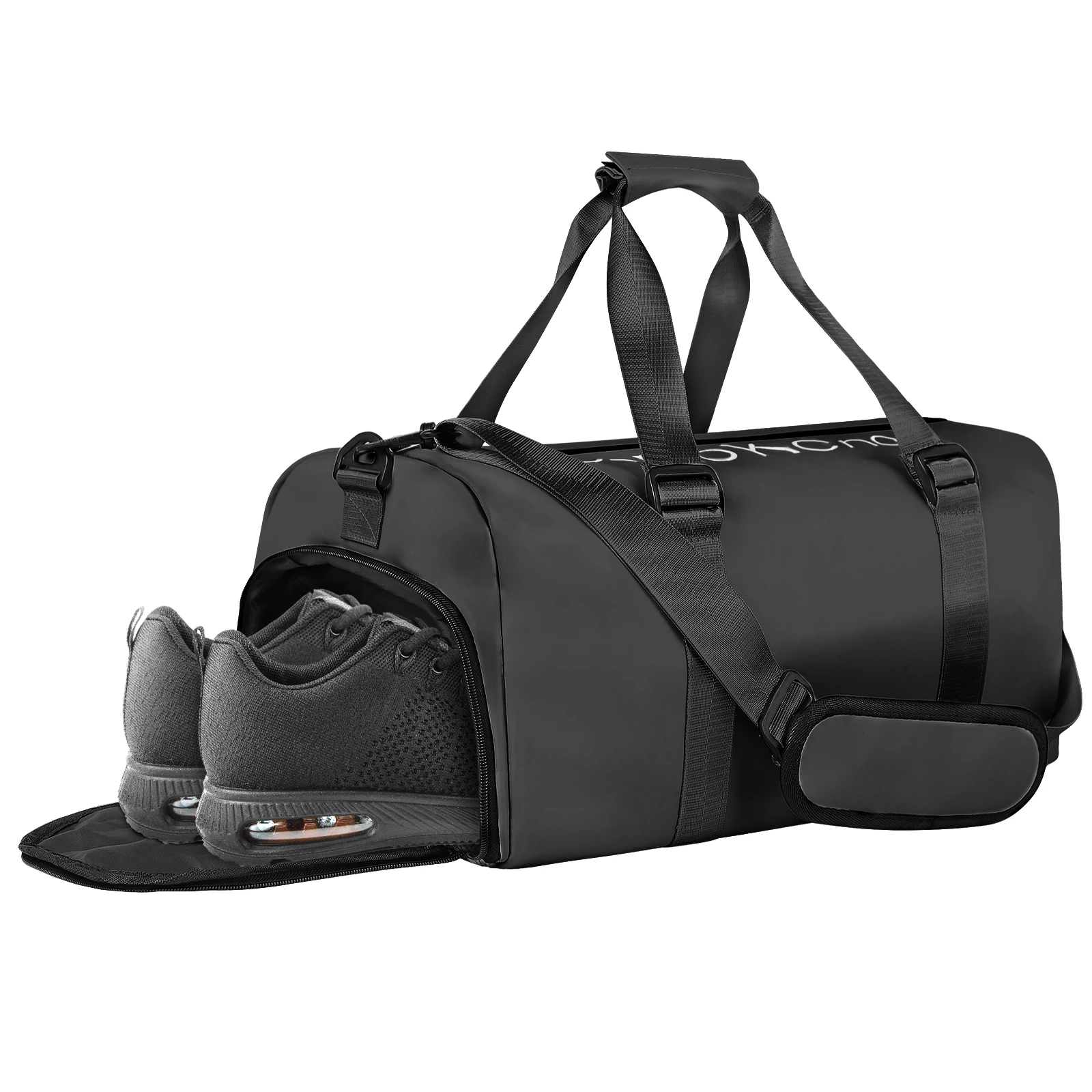 

Gym Bag for Women and Men, Waterproof Duffel Bag Shoes Compartment, Lightweight Carry, Black, 19 Inch