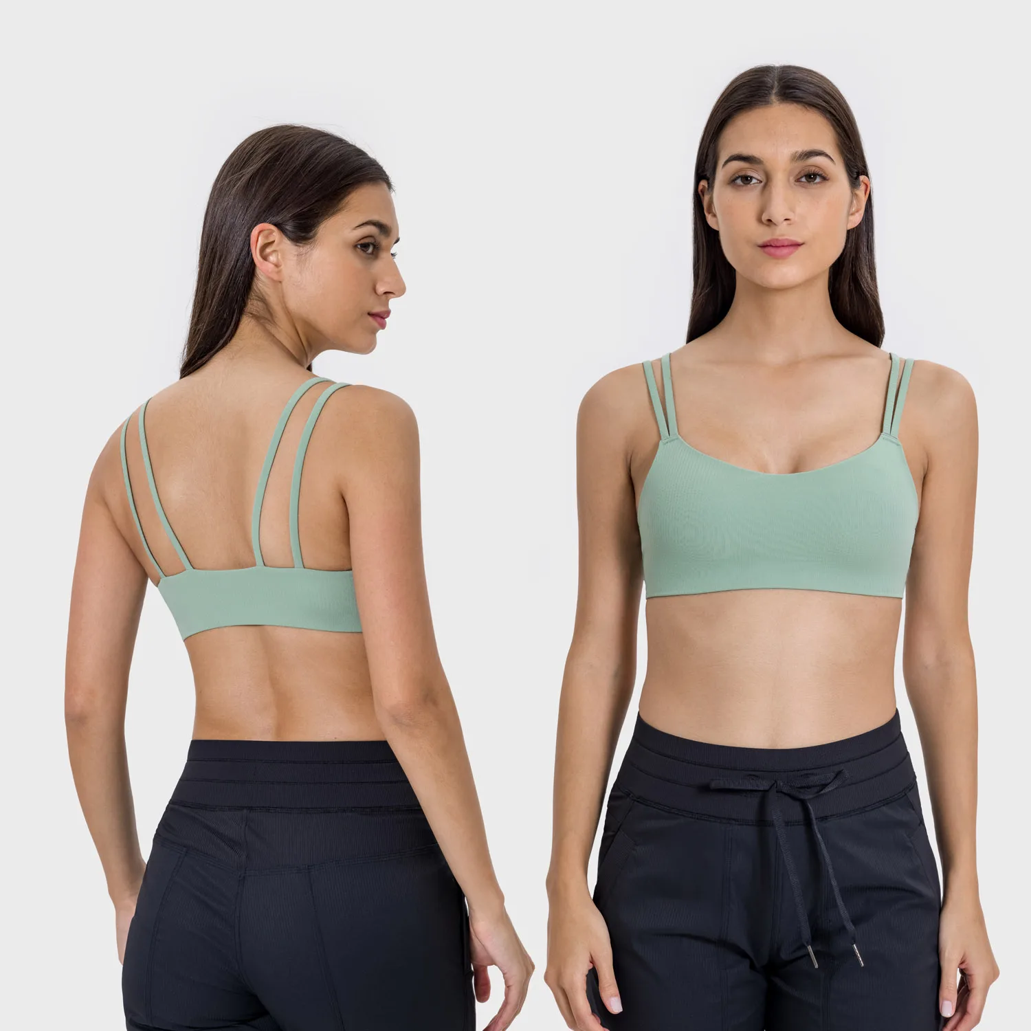 Lemon Hi Cloud Light Support Ribbed 2.0 Bra Smooth Sweat-wicking Quick-drying Beauty Back Double Straps Gym Sport Bras for Women