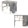 Bunk Bed,Full Loft Beds Stairway Loft Bed Frame with Wardrobe, Desk, Bookcase and Drawers, Solid Wood Bunk Beds 2