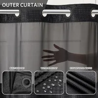 Extra Long Waffle Weave No Hook Shower Curtain 96 Inch Length with Snap in Fabric Liner Set,Heavy Duty Bathroom Curtains 2