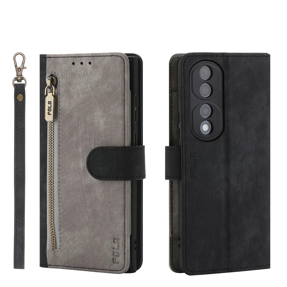 Premium Business Flip Leather Anti-Theft Brush Wallet Case