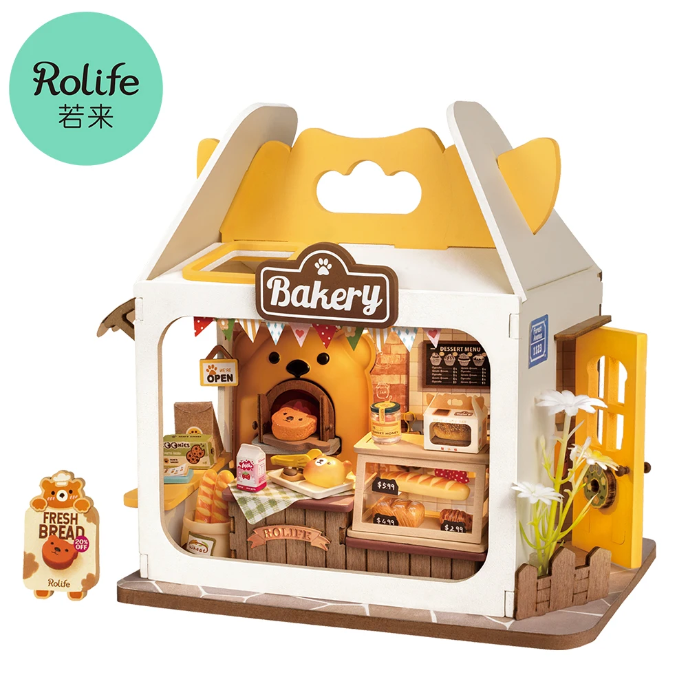 Rolife Miniature Doll House Food Box Shop Kit Casa In Miniatura Fai Da Te Diorama House Building Set Con Led Room