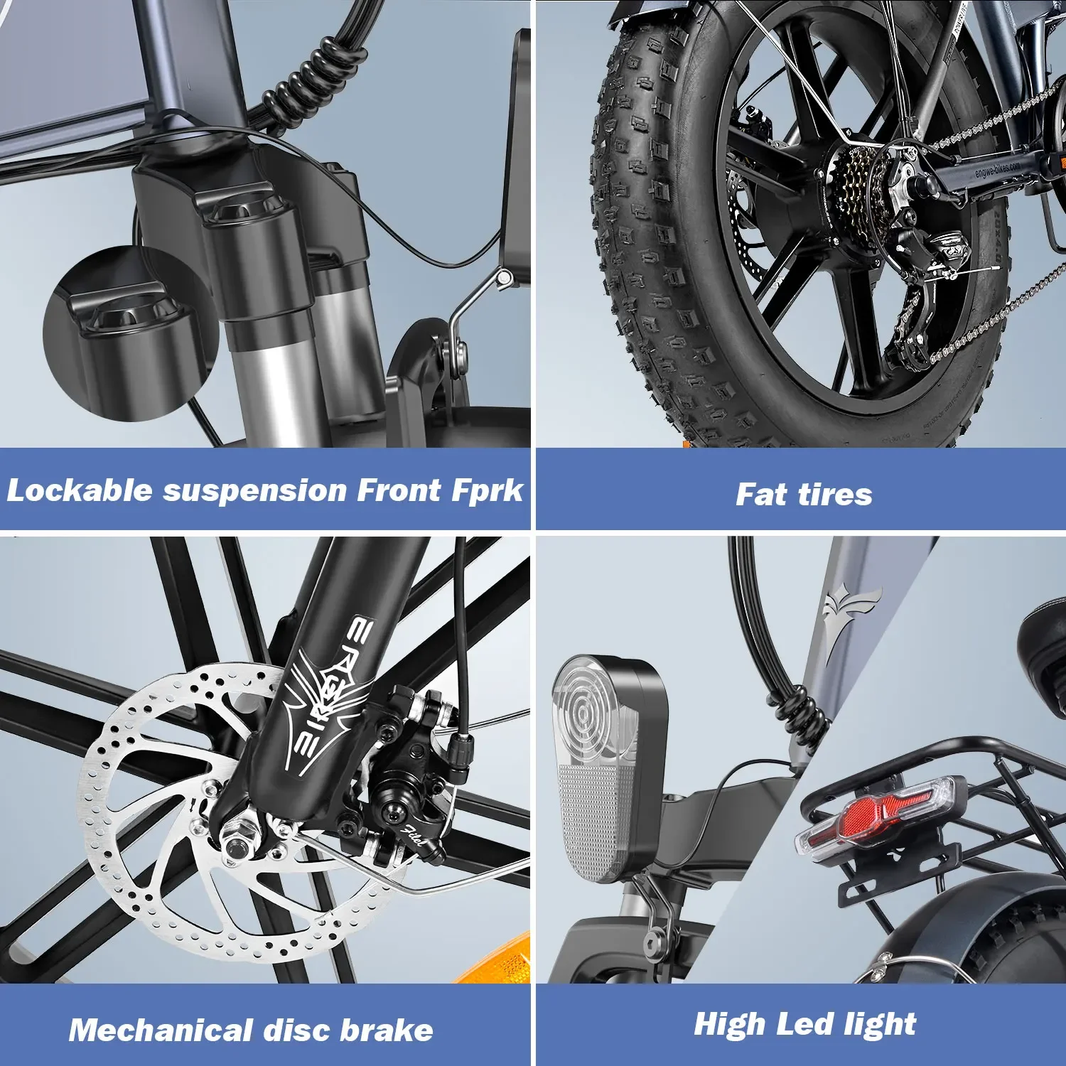 ENGWE EP-2 Pro folding electric bicycle 20-inch fat tire 750W motor 48V 13Ah battery 35 km/h maximum speed 100 km range electric bike electric bicycle