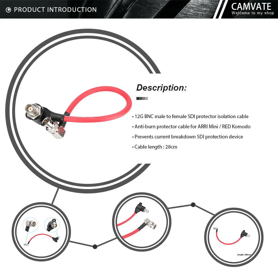12G BNC Male To Female SDI Protector SDI Anti-current Isolation Cable For ARRI M