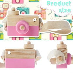 Appareil photo en bois pour enfants, jouet de salle de jeux, accessoire de photographie, Portable, bricolage, cadeaux pour tout petits, pendentif avec lanière 