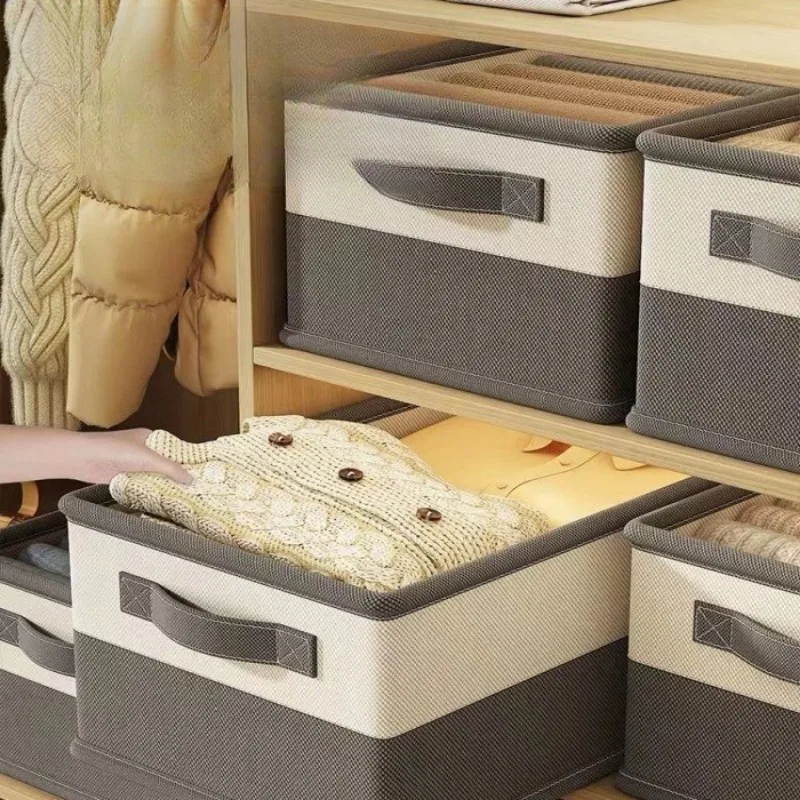 2pcs/set Non-Woven Fabric Storage Box - Foldable Clothes Organizer for Home Bedding & Wardrobe Clothing storage basket 2
