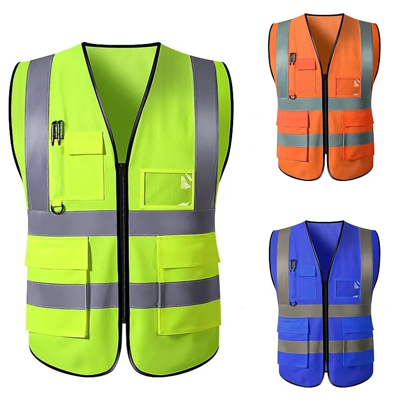 Reflective Safety Vest Unisex Multi-pocket Breathable Visible Uniform for Traffic Railway Coal Miners Racing Running Working