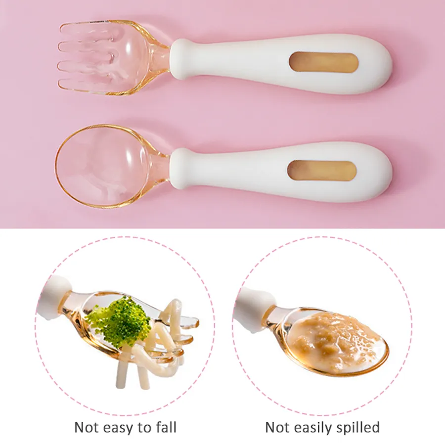 For Newborn Baby Feeding Silicone Spoon Fork Soft Bendable Silicone Kids Eating Training Tableware Baby Items With Free Shipping