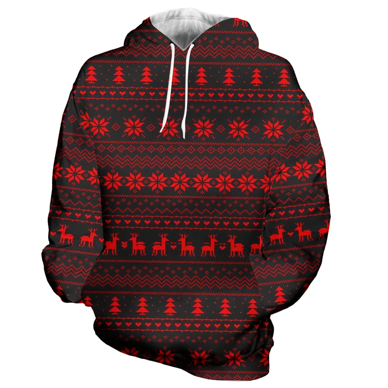 

Hoodie Thick Man's Hoodie Long Sleeve Christmas Print Male Hooded Sweatshirt Male Leisure Style Fall Big Fuzzy Slipper Bedroom