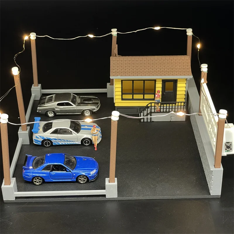 164ScaleModelClydeUsedCarsOpenParkingLotDioramasSceneLayout