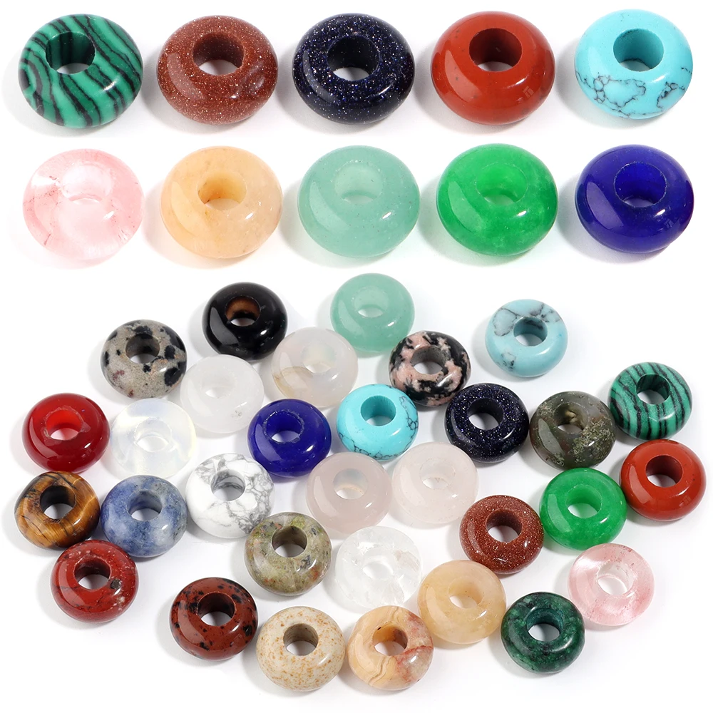 10 teile/los 10X5mm Naturstein Großes Loch Perlen Abacus Form Großes Loch Anhänger Lose Perlen für Schmuck Machen DIY Zubehör