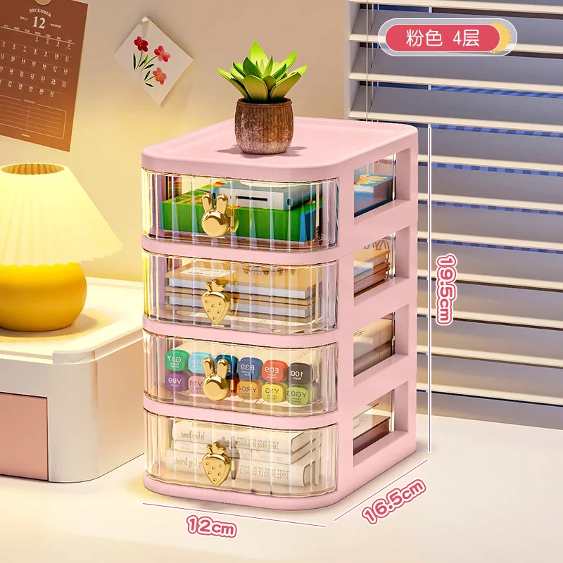 Cartoon Pattern Desktop Organizer with Drawer-Style Storage Box for Office and Cosmetic Essentials