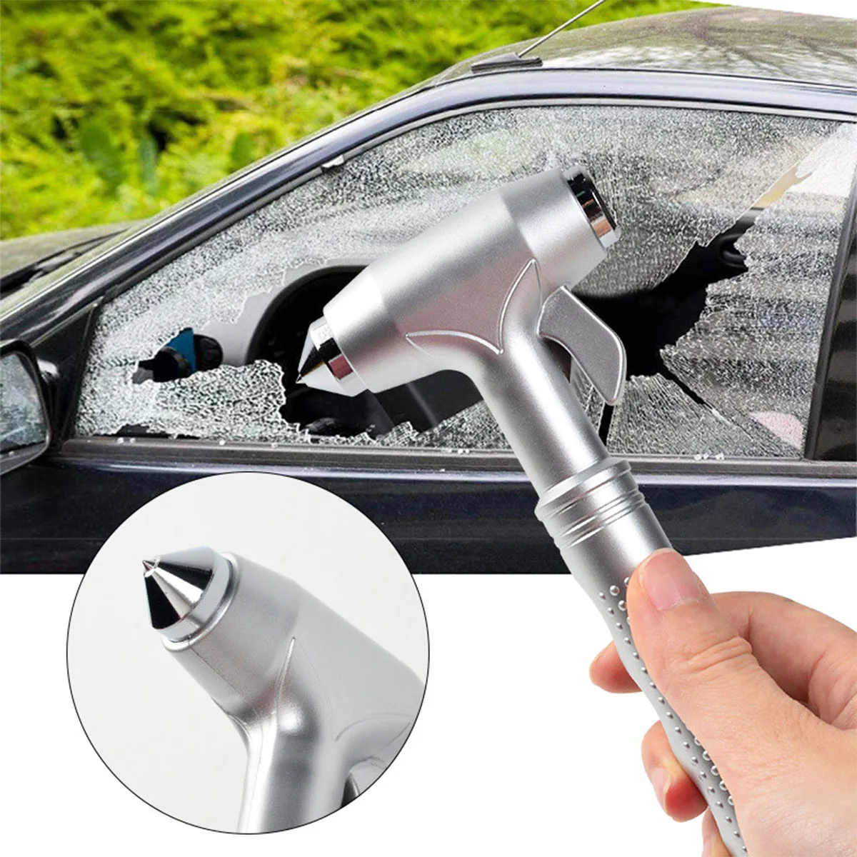 Escape Hammer Emergency Window Breaker 1PC Multi-function Car Emergency Escape Window Breaker and Seat Belt Cutter Hammer Silvery