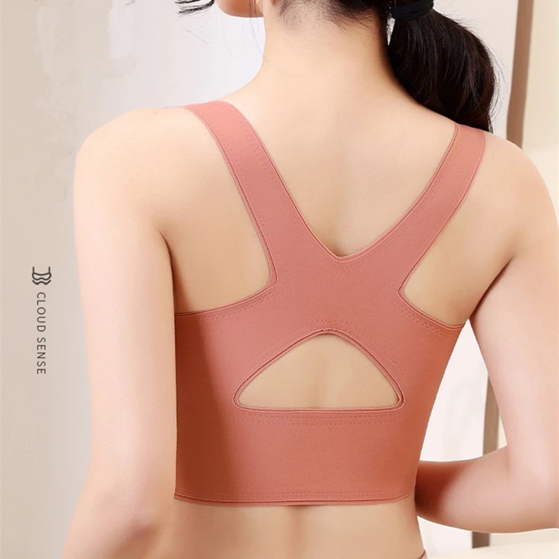 New Style Lace Flower Side Buckle Seamless Breast-wrapping And Breathable X-shaped Back-gathering Vest-style Women's Bra 3