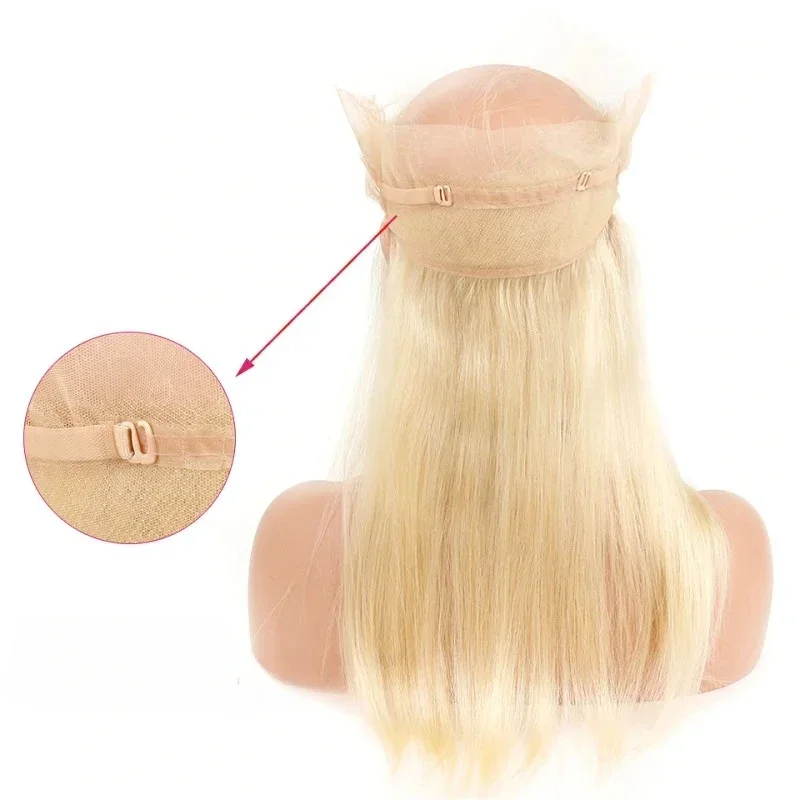 613 Blonde 360 Lace Frontal Closure Human Hair Straight Hair Transparent Lace Frontal 16-20 Inch 613 Pre Plucked