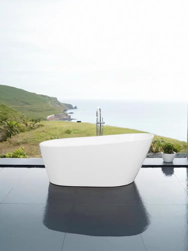 67'' Acrylic Freestanding Soaking Bathtub with Classic Slotted Overflow and Toe-tap Drain in Chrome, cUPC Certified.Easy to Inst 2