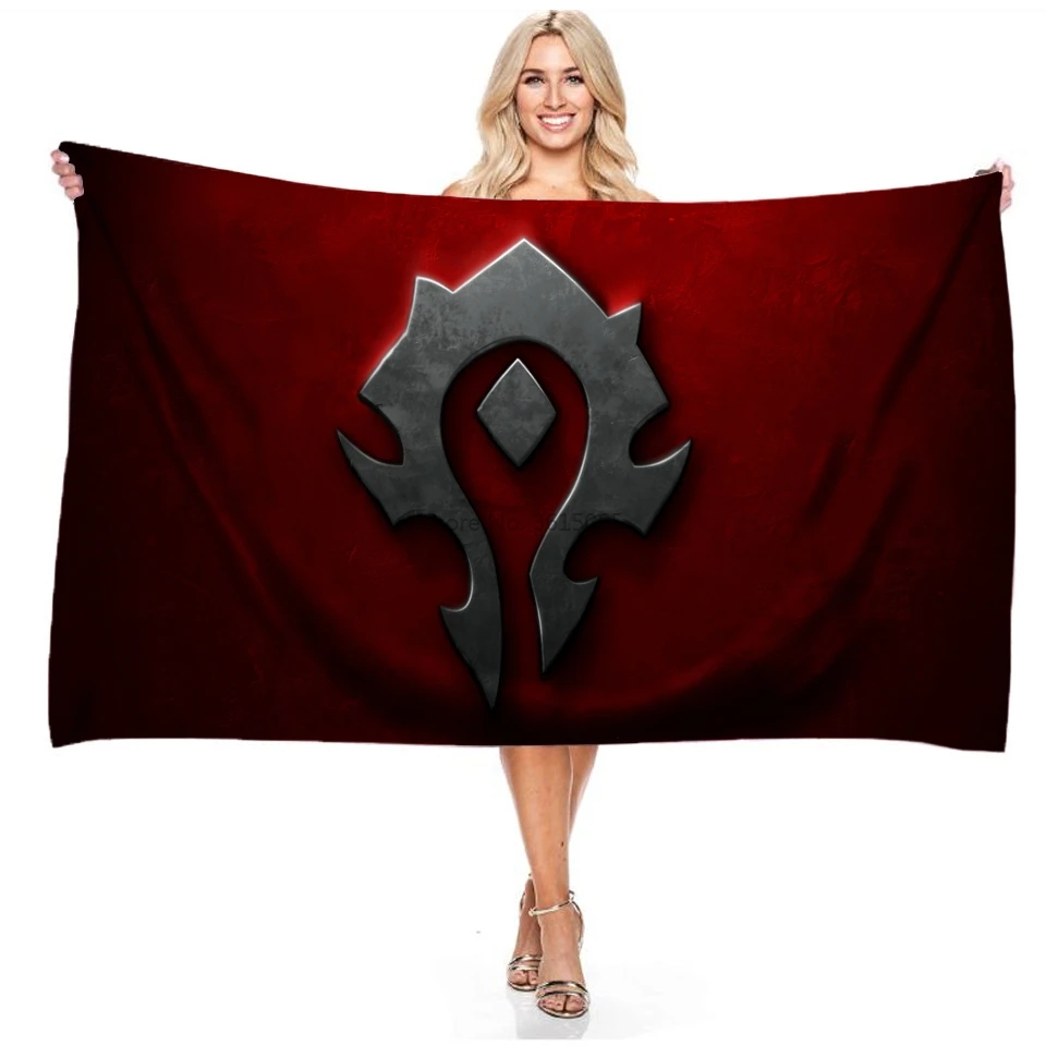 World of Warcraft WOW Horde Banner Flag Beach Towel Digital Printing  Microfiber Bath Towels Adult Boys Kids Games Pattern Towels - AliExpress, image size:960x960