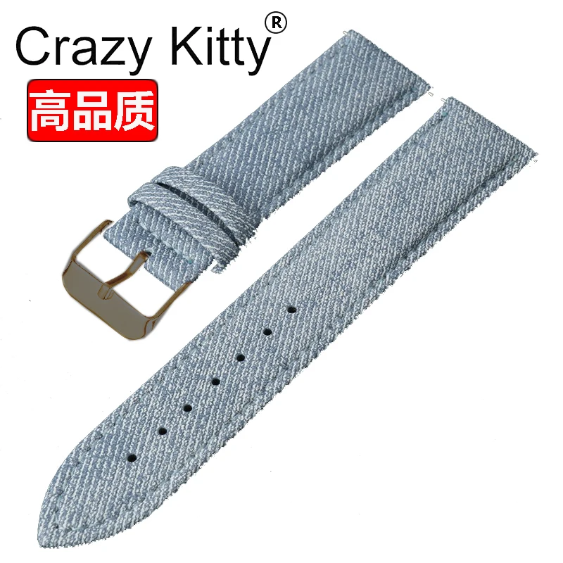 Genuine Leather Cowboy-Style Quick Release Watch Strap - Fabric Accent