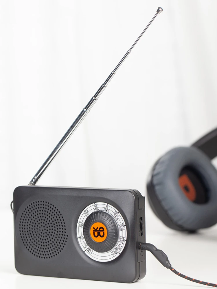 Portable Radio Telescopic Antenna Pocket Radio with Loud Speaker Headphone Jack Battery Operated Radio for Walking Camping