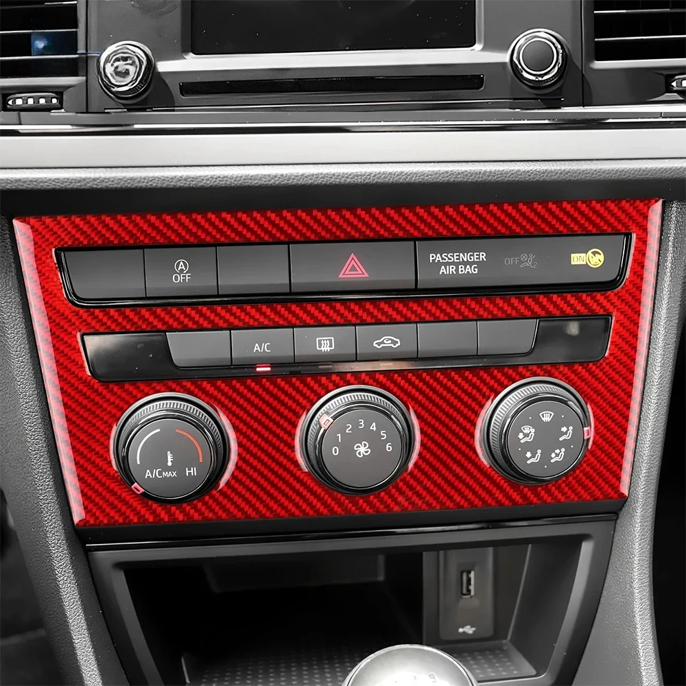 시트 레온 MK3 2013 2014 2015 2016 2017 2018 2019 2020 리얼 소프트 카본 파이버 스티커 LHD RHD 자동차 센터 AC 버튼 패널