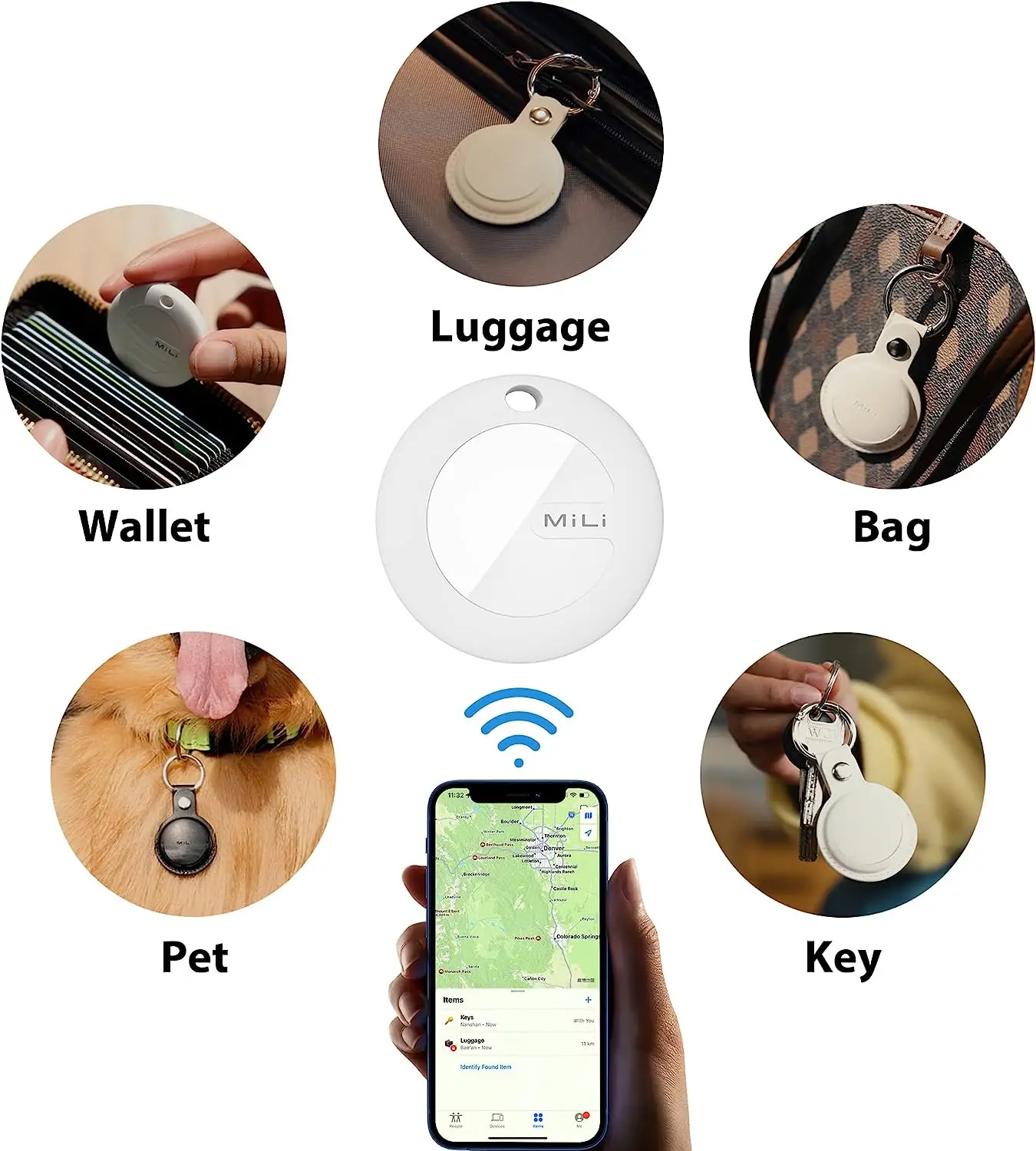 Mitag Key Finder Item Finders,MFi Certified Bluetooth GPS Locator Tracker Anti-loss Device Works with Apple Find My