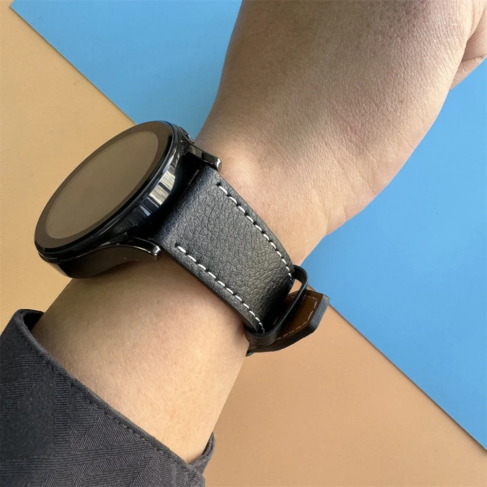 Premium 22mm Leather Watch Strap Bracelet - Elegant Wristband Replacement in Classic Design
