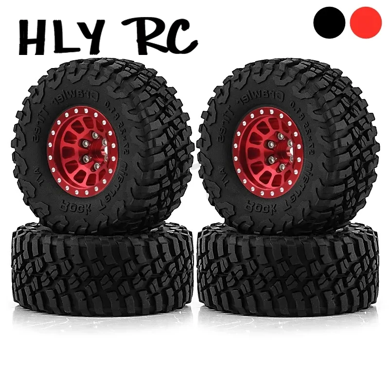 

4pcs 57mm Metal 1.0" Beadlock Wheel Rim Rubber Tire Set for 1/18 1/24 RC Crawler Axial SCX24 AX24 TRX4M FCX24 Upgrade Parts