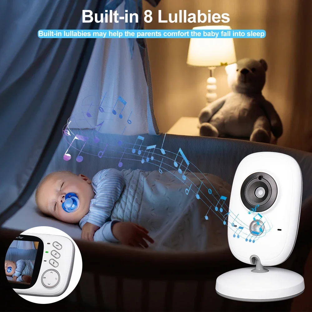 Wireless Baby Monitor Video Baby Monitor VB603 Video Baby Monitor 2.4G Mother Kids Night Vision Video Surveillance Cameras with Temperature Display Screen Two-way Audio