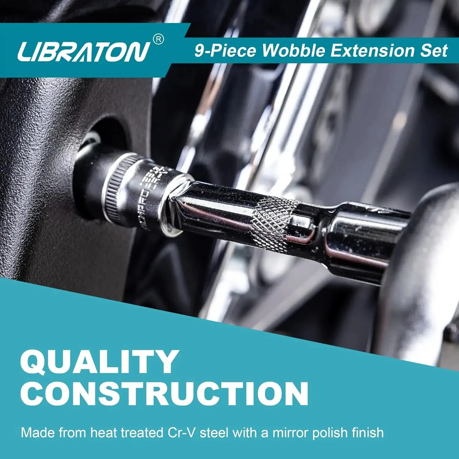 Libraton Wobble Extension Set Socket Extensions Set Ratchet Extensions 1/4" 3/8" 1/2" Wobble Extensions Drive Socket Extension 6