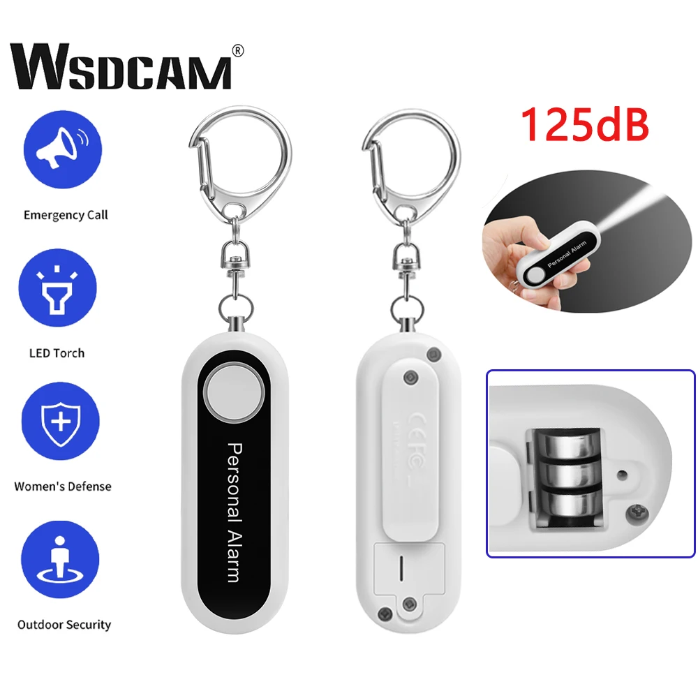 

Wsdcam 125dB Personal Alarm With LED Flashlight Self Defense Alarm Woman Safety Security Alarm Emergency SOS Alert With Clip