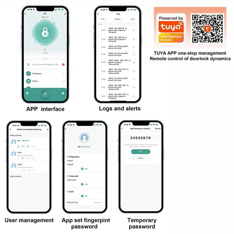 New Smart Door Lock With Tuya APP Digital Electronic Lock Smart Home Wooden Door Lock Biometric Fingerprint - Image 4