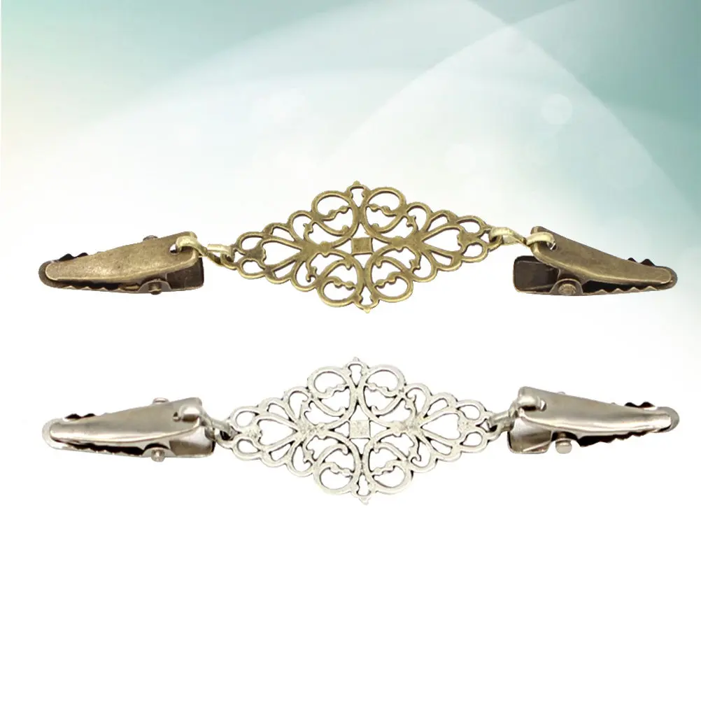 2개입 청동 은합금 오리 모양 클립 스웨터 링크 버클 가디건 칼라 클립 숄 드레스 스카프 모자 액세서리 유니크