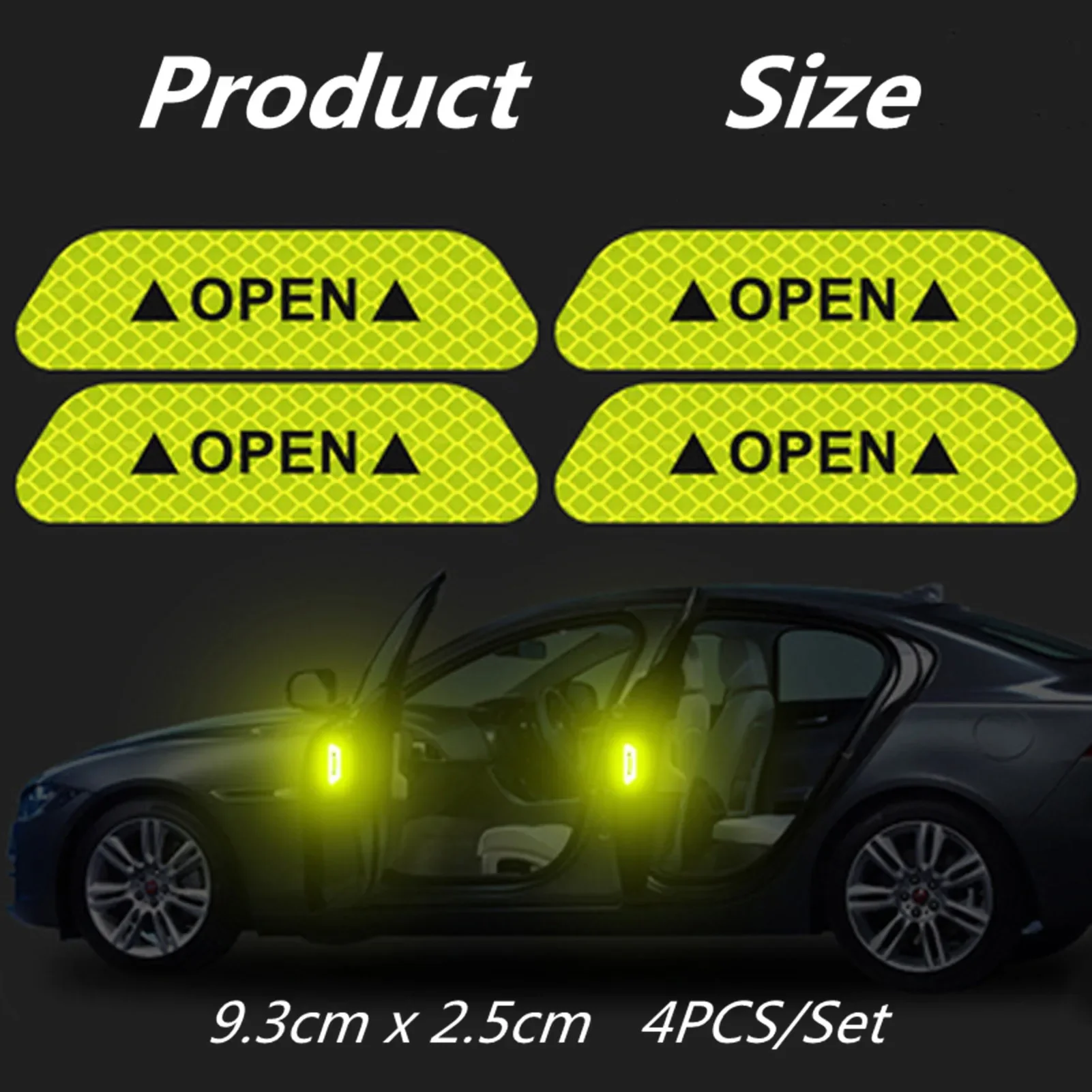 Night Reflective Car Door Sticker Safety Opening Warning Reflector Tape Decal Auto Car Accessories Exterior Interior